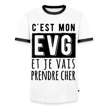 Evg futur marié surprise - T-shirt contrasté Homme - blanc/noir - Devant - AI Model Female 172 light (172cm) & AI Model Male 178 dark (178cm)