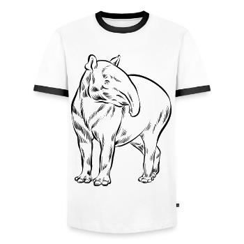 Tapir Strichzeichnung handgezeichnet - Geschenk - Männer Kontrast-T-Shirt - Weiß/Schwarz - Vorne - AI Model Female 172 light (172cm) & AI Model Male 178 dark (178cm)