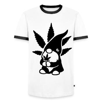 Süßer Hanf Gnom/Zwerg mit Cannabisblatt - Weedlove - Männer Kontrast-T-Shirt - Weiß/Schwarz - Vorne - AI Model Female 172 light (172cm) & AI Model Male 178 dark (178cm)