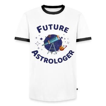 Future Astrologer - Men's Ringer Shirt - white/black - Front - AI Model Female 172 light (172cm) & AI Model Male 178 dark (178cm)
