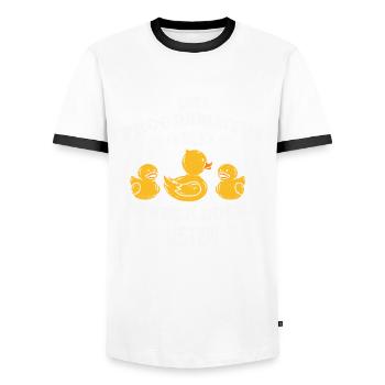 When programmers talk, the others have to listen - Men's Ringer Shirt - white/black - Front - AI Model Female 172 light (172cm) & AI Model Male 178 dark (178cm)