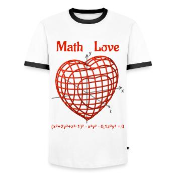 Herzfunktion 3D - Math Love - Männer Kontrast-T-Shirt - Weiß/Schwarz - Vorne - AI Model Female 172 light (172cm) & AI Model Male 178 dark (178cm)