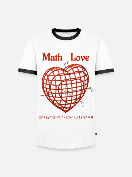 Heart Function 3D – Math Love - Men's Ringer Shirt - white/black