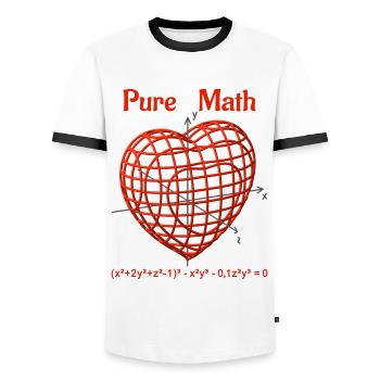 Herzfunktion 3D - Pure Math - Männer Kontrast-T-Shirt - Weiß/Schwarz - Vorne - AI Model Female 172 light (172cm) & AI Model Male 178 dark (178cm)