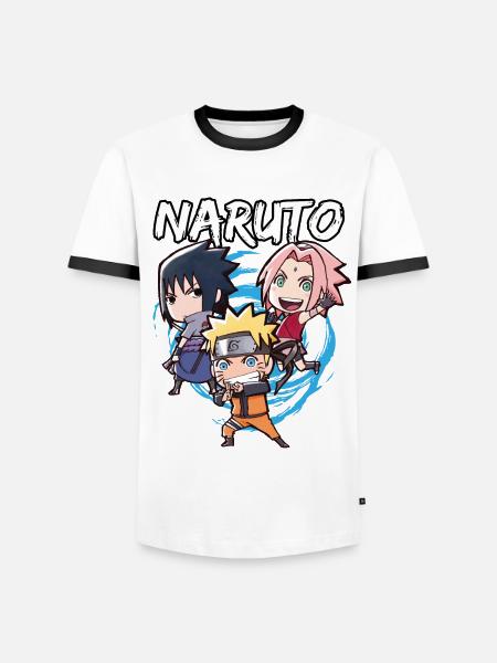 Naruto Shippuden Naruto, Sakura & Sasuke As Chibi - Maglietta Contrast da uomo - bianco/nero