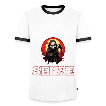 Lustig - So viele Idioten und nur eine Sense - Männer Kontrast-T-Shirt - Weiß/Schwarz - Vorne - AI Model Female 172 light (172cm) & AI Model Male 178 dark (178cm)