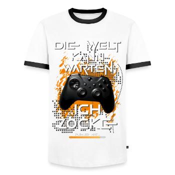 Gamer Zocker Gaming Konsole Videospiele Lustig - Männer Kontrast-T-Shirt - Weiß/Schwarz - Vorne - AI Model Female 172 light (172cm) & AI Model Male 178 dark (178cm)