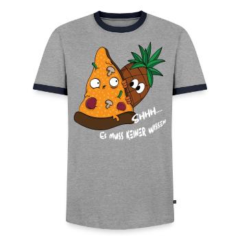 Cadeau drôle de chemise d'ananas d'Hawaï de pizza - T-shirt contrasté Homme - gris/marine  - Devant - AI Model Female 172 light (172cm) & AI Model Male 178 light (178cm)