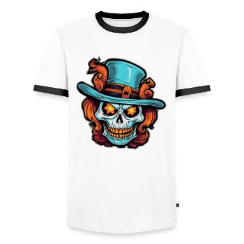 Halloween Design gruselig für die nächste Party - Männer Kontrast-T-Shirt - Weiß/Schwarz - Vorne - AI Model Female 172 light (172cm) & AI Model Male 178 dark (178cm)