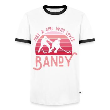 Bandy Girl Jääpallo Rinkbandy Hockey Eishockey - Männer Kontrast-T-Shirt - Weiß/Schwarz - Vorne - AI Model Female 172 light (172cm) & AI Model Male 178 dark (178cm)