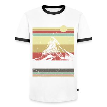 Cervin de Zermatt - T-shirt contrasté Homme - blanc/noir - Devant - AI Model Female 172 light (172cm) & AI Model Male 178 dark (178cm)