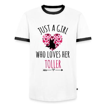 Nova Scotia Duck Tolling Retriever Toller Dog - T-shirt contrasté Homme - blanc/noir - Devant - AI Model Female 172 light (172cm) & AI Model Male 178 dark (178cm)