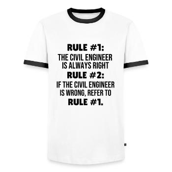 Civil engineer rules civil engineering student Lustig - Men's Ringer Shirt - white/black - Front - AI Model Female 172 light (172cm) & AI Model Male 178 dark (178cm)