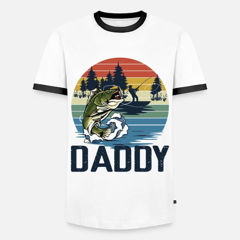 Fishing Daddy Matching - Men's Ringer Shirt - white/black