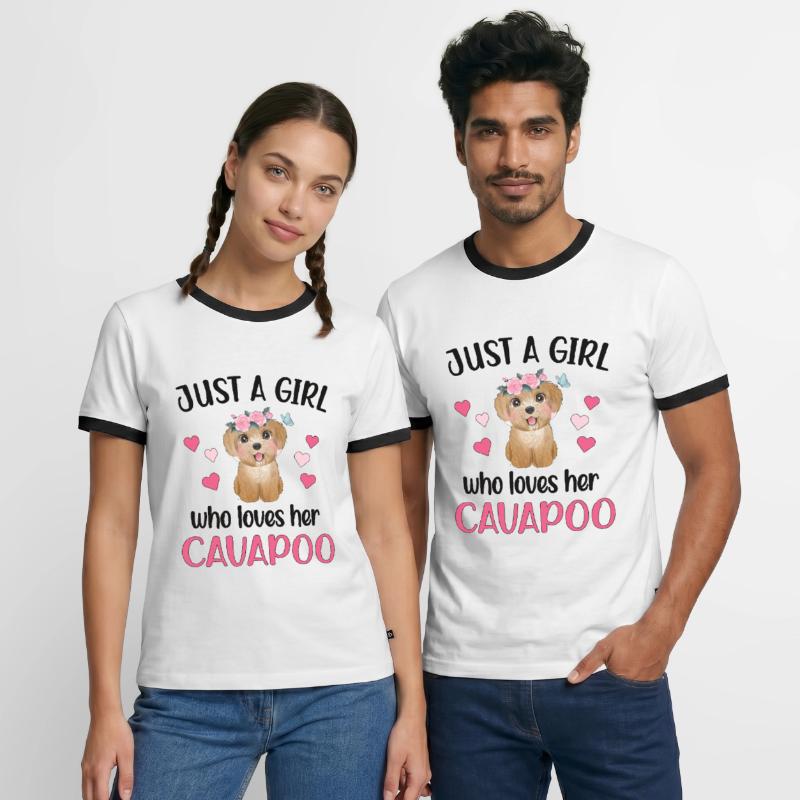 Cavapoo fille Cavoodle Dame de chien Cavapoo Mignon T-shirt contrasté Homme