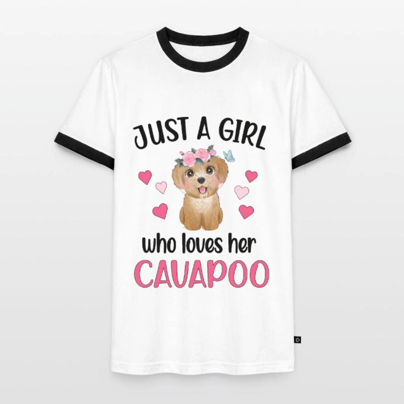 Cavapoo fille Cavoodle Dame de chien Cavapoo Mignon T-shirt contrasté Homme