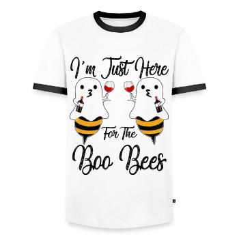Halloween I’m Just Here For The Boo Bees T Shirt - T-shirt contrasté Homme - blanc/noir - Devant - AI Model Female 172 light (172cm) & AI Model Male 178 dark (178cm)