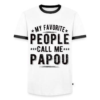 Meilleur Papou Papou Papou Fête des Pères Papou grand-père - T-shirt contrasté Homme - blanc/noir - Devant - AI Model Female 172 light (172cm) & AI Model Male 178 dark (178cm)