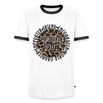 Cleaning lady Cleaner Domestic help Cleaning - Men's Ringer Shirt - white/black - Front - AI Model Female 172 light (172cm) & AI Model Male 178 dark (178cm)