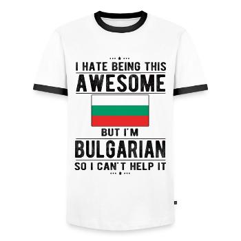 Bulgarie Bulgarie Drapeau Origine bulgare - T-shirt contrasté Homme - blanc/noir - Devant - AI Model Female 172 light (172cm) & AI Model Male 178 dark (178cm)