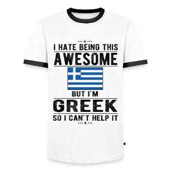 Grèce Grèce Drapeau Origine grecque - T-shirt contrasté Homme - blanc/noir - Devant - AI Model Female 172 light (172cm) & AI Model Male 178 dark (178cm)