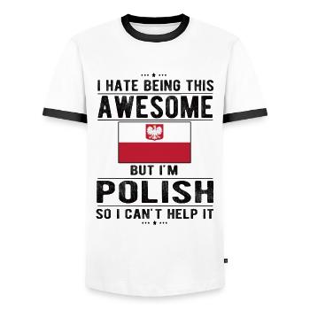 Pole Pologne Drapeau Origine polonaise Racines Pologne - T-shirt contrasté Homme - blanc/noir - Devant - AI Model Female 172 light (172cm) & AI Model Male 178 dark (178cm)