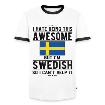 Suédois Suède Drapeau Origine suédoise - T-shirt contrasté Homme - blanc/noir - Devant - AI Model Female 172 light (172cm) & AI Model Male 178 dark (178cm)