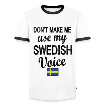 Suédois Suède Drapeau Racines suédoises - T-shirt contrasté Homme - blanc/noir - Devant - AI Model Female 172 light (172cm) & AI Model Male 178 dark (178cm)