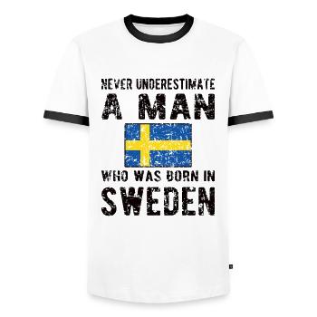 Suédois Suède Origine Drapeau suédois - T-shirt contrasté Homme - blanc/noir - Devant - AI Model Female 172 light (172cm) & AI Model Male 178 dark (178cm)