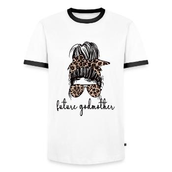 Marraine Future Marraine Cadeau Marraine Marraine - T-shirt contrasté Homme - blanc/noir - Devant - AI Model Female 172 light (172cm) & AI Model Male 178 dark (178cm)