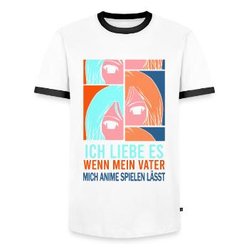 Ich liebe es wenn mein Vater mich Anime - Männer Kontrast-T-Shirt - Weiß/Schwarz - Vorne - AI Model Female 172 light (172cm) & AI Model Male 178 dark (178cm)