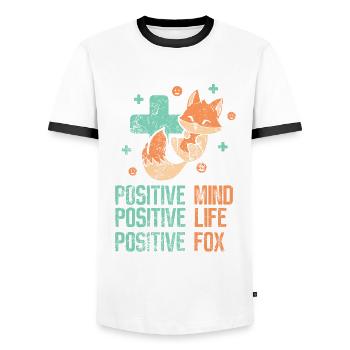 positve mind - positive life - positive fox - Männer Kontrast-T-Shirt - Weiß/Schwarz - Vorne - AI Model Female 172 light (172cm) & AI Model Male 178 dark (178cm)