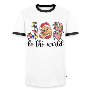 Golden Retriever Christmas Golden Dog Gift - Men's Ringer Shirt - white/black - Front - AI Model Female 172 light (172cm) & AI Model Male 178 dark (178cm)