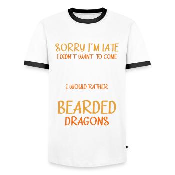 I would rather be with Bearded Dragons - Männer Kontrast-T-Shirt - Weiß/Schwarz - Vorne - AI Model Female 172 light (172cm) & AI Model Male 178 dark (178cm)