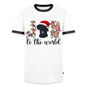 Cadeau de chien d’or de Noël Labrador - T-shirt contrasté Homme - blanc/noir - Devant - AI Model Female 172 light (172cm) & AI Model Male 178 dark (178cm)