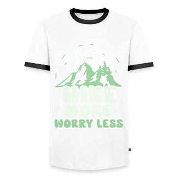 Hike more Worry less Wandern Wanderer - Männer Kontrast-T-Shirt - Weiß/Schwarz - Vorne - AI Model Female 172 light (172cm) & AI Model Male 178 dark (178cm)