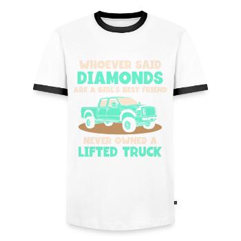 are a girls best friend never owned a lifted truck - Männer Kontrast-T-Shirt - Weiß/Schwarz - Vorne - AI Model Female 172 light (172cm) & AI Model Male 178 dark (178cm)