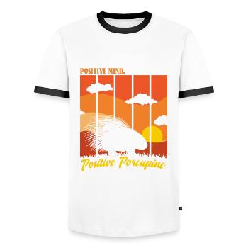 positve mind positive life positive Porcupine - Männer Kontrast-T-Shirt - Weiß/Schwarz - Vorne - AI Model Female 172 light (172cm) & AI Model Male 178 dark (178cm)