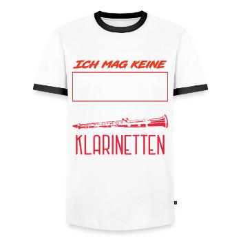 Klarinette Klarinettenspieler Klarinettist - Männer Kontrast-T-Shirt - Weiß/Schwarz - Vorne - AI Model Female 172 light (172cm) & AI Model Male 178 dark (178cm)