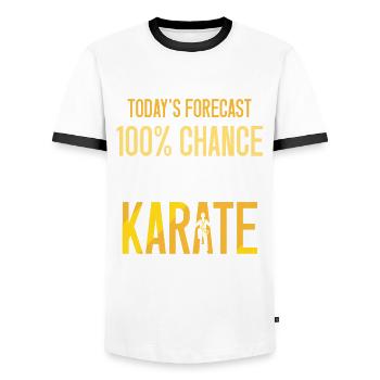 Today's forecast chance of fun in Karate - Männer Kontrast-T-Shirt - Weiß/Schwarz - Vorne - AI Model Female 172 light (172cm) & AI Model Male 178 dark (178cm)