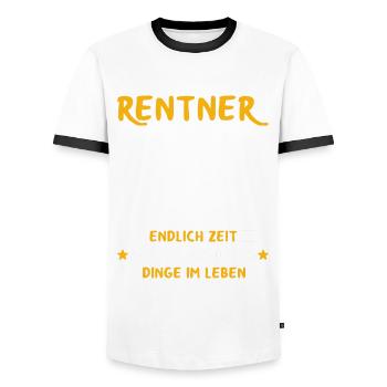 Rentner Rente Rentenbeginn Kanute Kanu - Männer Kontrast-T-Shirt - Weiß/Schwarz - Vorne - AI Model Female 172 light (172cm) & AI Model Male 178 dark (178cm)