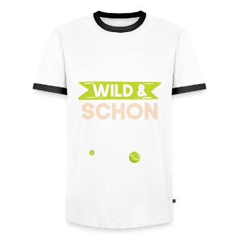 8 Jahre Geburtstag Junge Mädchen Tennis - Männer Kontrast-T-Shirt - Weiß/Schwarz - Vorne - AI Model Female 172 light (172cm) & AI Model Male 178 dark (178cm)