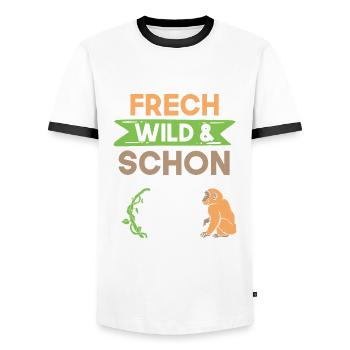 15 Jahre Geburtstag Junge Mädchen Affe - Männer Kontrast-T-Shirt - Weiß/Schwarz - Vorne - AI Model Female 172 light (172cm) & AI Model Male 178 dark (178cm)