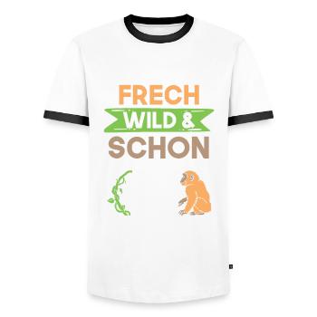 14 Jahre Geburtstag Junge Mädchen Affe - Männer Kontrast-T-Shirt - Weiß/Schwarz - Vorne - AI Model Female 172 light (172cm) & AI Model Male 178 dark (178cm)