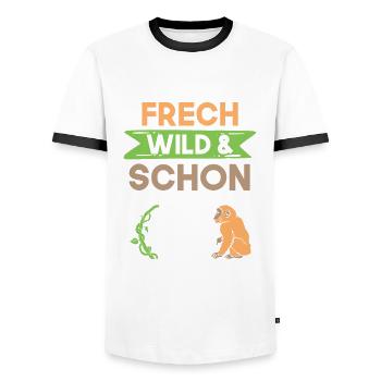16 Jahre Geburtstag Affe - Männer Kontrast-T-Shirt - Weiß/Schwarz - Vorne - AI Model Female 172 light (172cm) & AI Model Male 178 dark (178cm)
