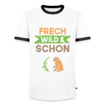 Geschenk 1 Jahr Geburtstag Affe - Männer Kontrast-T-Shirt - Weiß/Schwarz - Vorne - AI Model Female 172 light (172cm) & AI Model Male 178 dark (178cm)