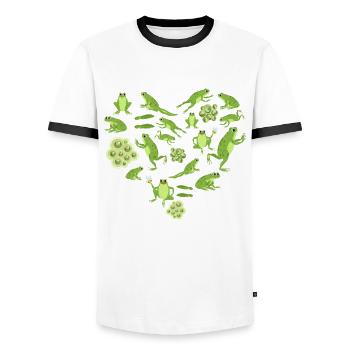 Herz Frosch - Männer Kontrast-T-Shirt - Weiß/Schwarz - Vorne - AI Model Female 172 light (172cm) & AI Model Male 178 dark (178cm)