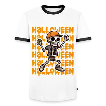 Halloween Design gruselig für die nächste Party - Männer Kontrast-T-Shirt - Weiß/Schwarz - Vorne - AI Model Female 172 light (172cm) & AI Model Male 178 dark (178cm)