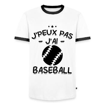 J'Peux Pas ! J'Ai Baseball ⚾ - T-shirt contrasté Homme - blanc/noir - Devant - AI Model Female 172 light (172cm) & AI Model Male 178 dark (178cm)