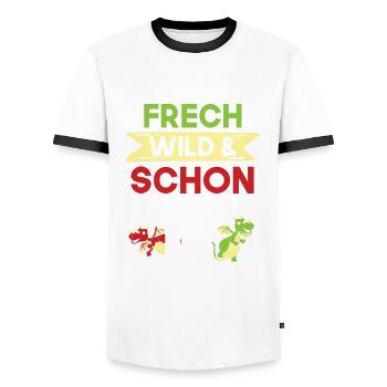18 Jahre Geburtstag Drachen - Männer Kontrast-T-Shirt - Weiß/Schwarz - Vorne - AI Model Female 172 light (172cm) & AI Model Male 178 dark (178cm)